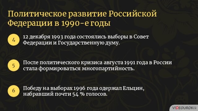 Политическое развитие Российской Федерации в 1990-е годы12 декабря 1993 года состоялись выборы в Совет Федерации