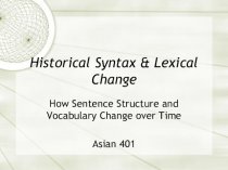 Historical Syntax & Lexical Change
