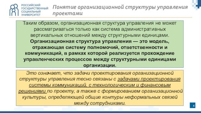 Понятие организационной структуры управления проектамиТаким образом, организационная структура управления не может рассматриваться только как система