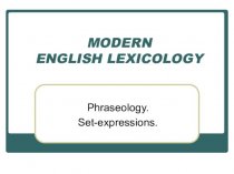 Modern english lexicology. Phraseology. Set-expressions