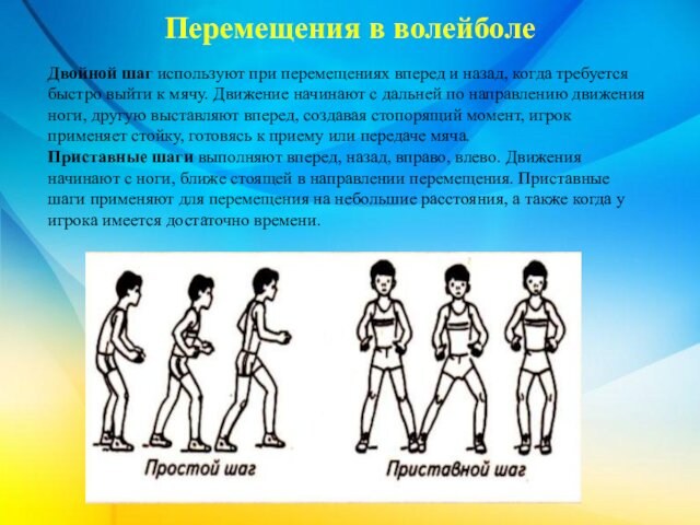 Стойки перемещения. Перемещения в волейболе. Стойки и перемещения в волейболе. Двойной шаг в волейболе. Схема двойного шага.