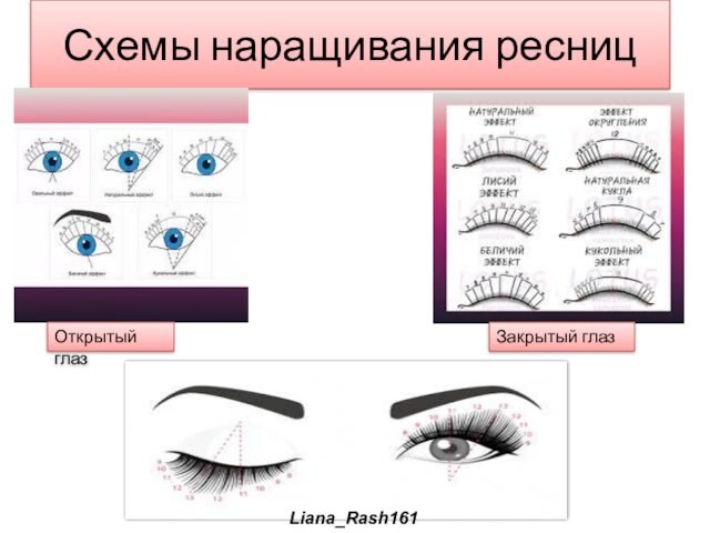 Схемы наращивания ресниц Открытый глазЗакрытый глазLiana_Rash161