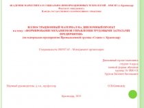 Формирование механизмов управления трудовыми затратами предприятия промышленной группы Седин г. Краснодар