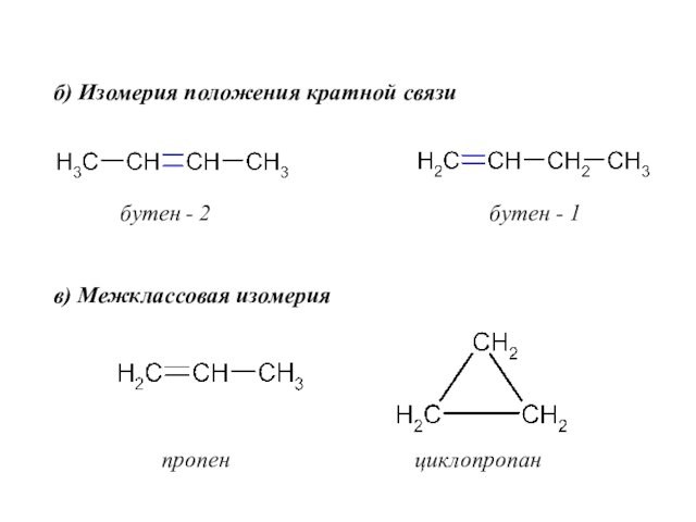 б) Изомерия положения кратной связи бутен - 2