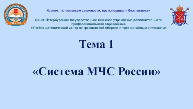 Система МЧС России. Тема 1