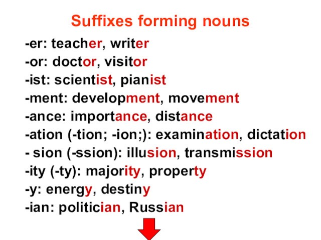 Suffixes forming nouns