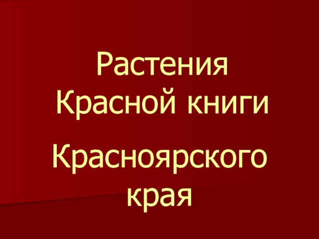 Растения красной книги красноярского края