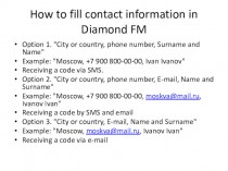 How to fill contact information in Diamond FM