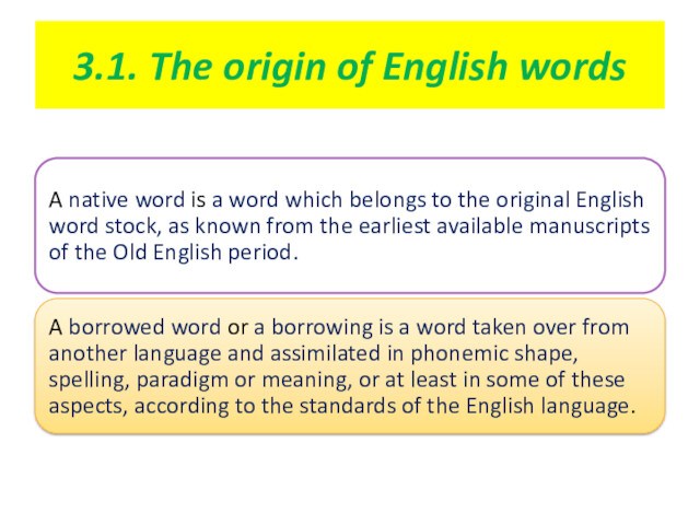 3.1. The origin of English words