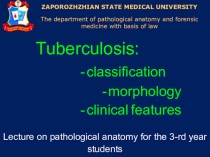 Tuberculosis: classification, morphology, clinical features
