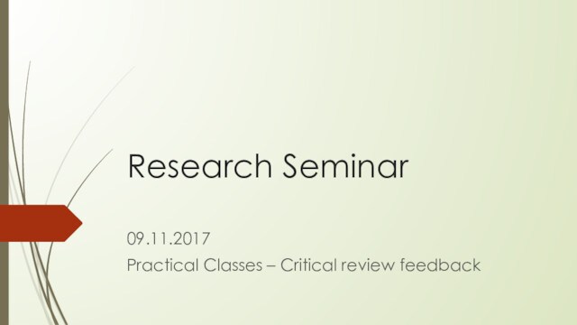 Research Seminar. Critical review - criteria