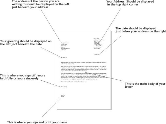 Structure of a formal letter
 the example letter below shows you a general layout for