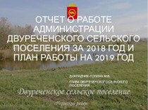 Отчет о работе администрации Двуреченского сельского поселения за 2018 год и план работы на 2019 год