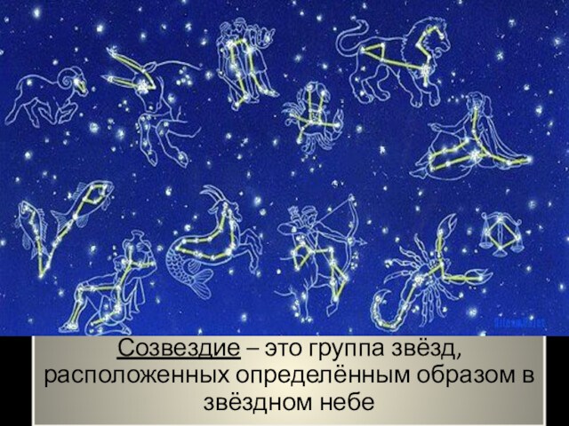 Созвездие – это группа звёзд, расположенных определённым образом в звёздном небе