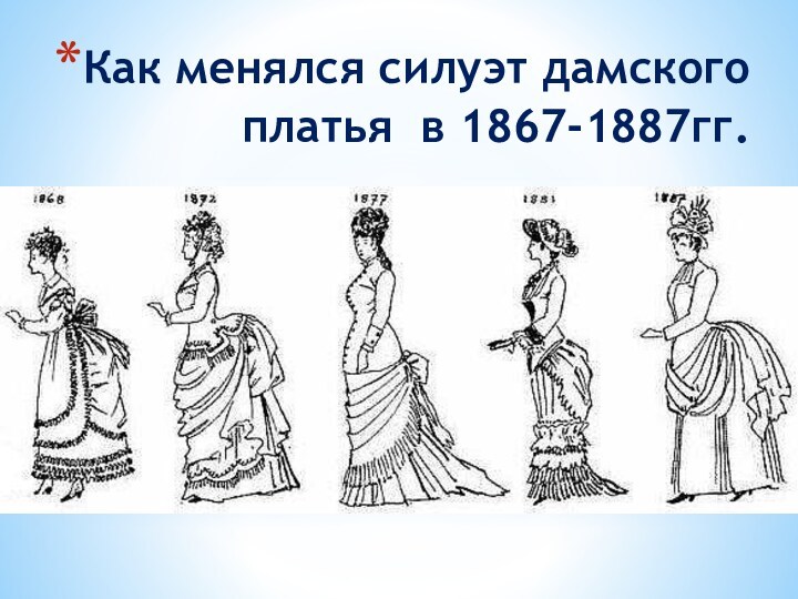 Как менялся силуэт дамского платья в 1867-1887гг.