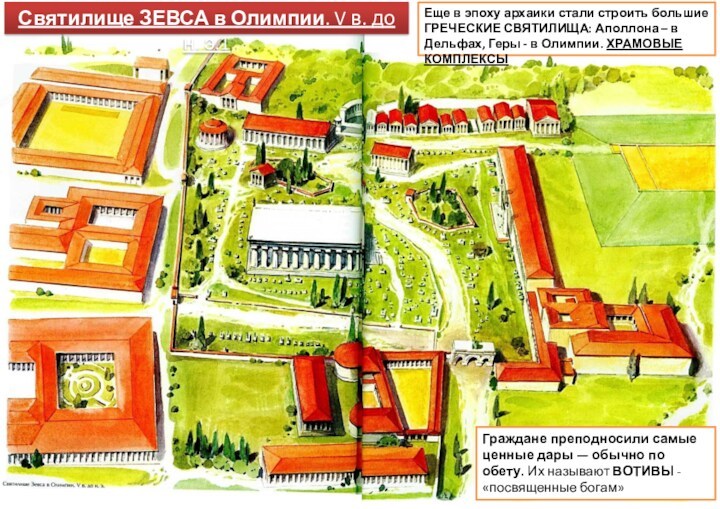 Святилище ЗЕВСА в Олимпии. V в. до н. э.1 Еще в эпоху архаики стали строить