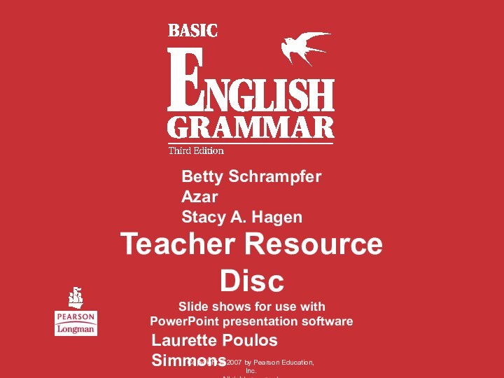 Betty Schrampfer Azar. Teacher Resource Disc