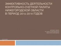 Эффективность деятельности контрольно-счетной палаты Нижегородской области в период 2016-2018 годов