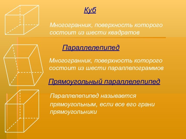 Параллелепипед. Многогранники параллелепипед куб. Многогранник, поверхность которого состоит из шести квадратов. Многогранные поверхности.