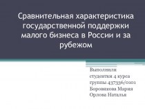 Сравнительная характеристика государственной поддержки малого бизнеса в России и за рубежом