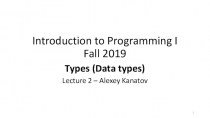 Introduction to programming. Data types