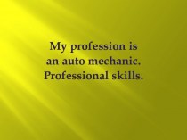 My profession is an auto mechanic. Professional skills