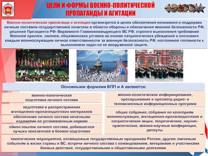 Цель военной политики. Направления военно политической работы. С днем военно политической работы.