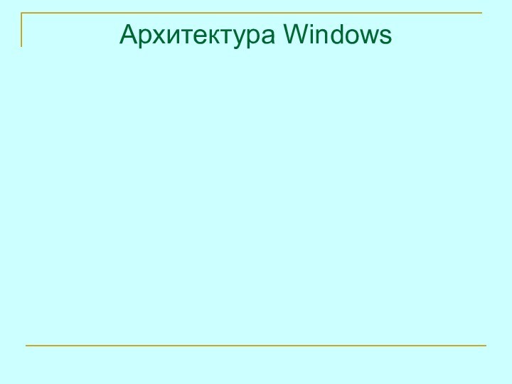 Презентация архитектура виндовс