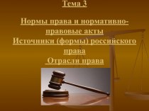 Нормы права и нормативно-правовые акты. Источники российского права. Отрасли права. (Лекция 3)