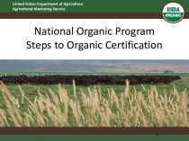National Organic Program Steps to Organic Certification