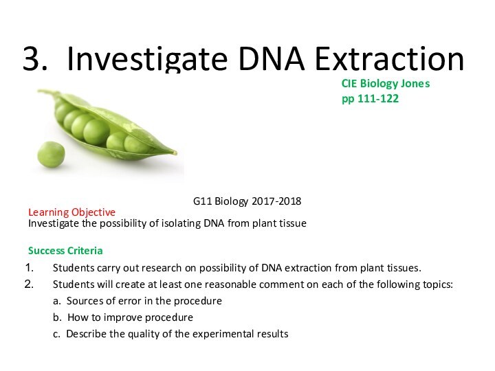 Investigate DNA Extraction