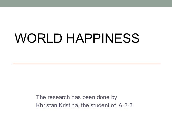 World Happiness