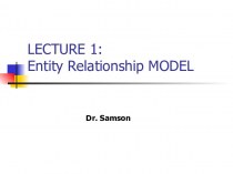 Entity relationship model. (Lecture 1)