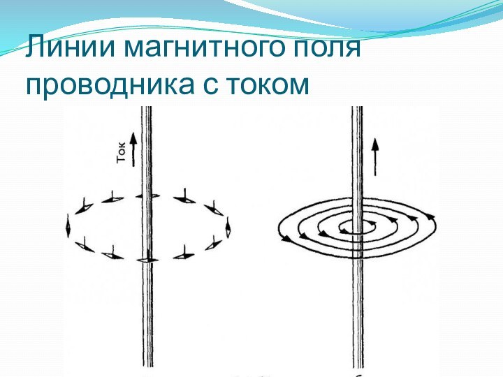 Картина магнитных линий прямого тока